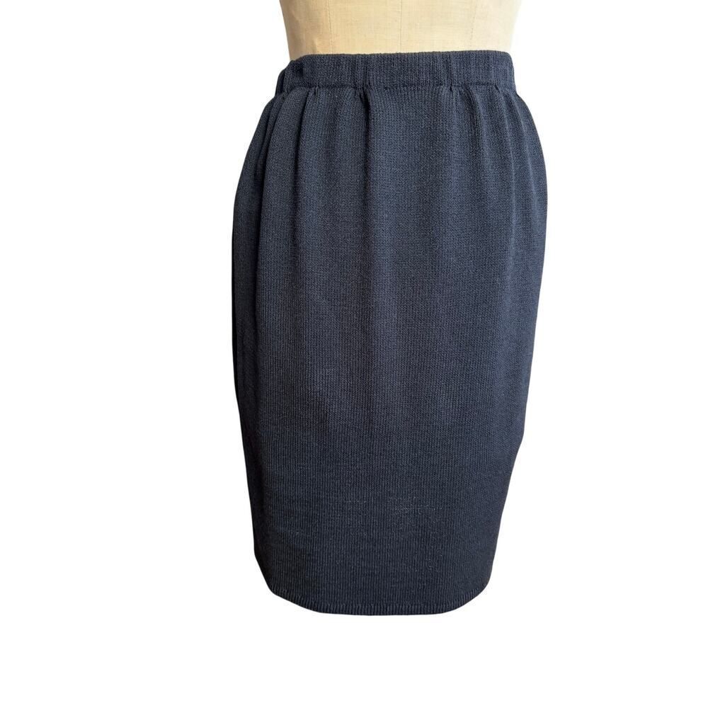 St. John Maie Gray Black Santana Knit Pencil Skirt Size 8 EUC